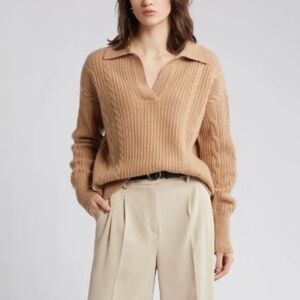 Unworn Nordstrom Signature Wool & Cashmere Cable Knit Jonny Collar Sweater